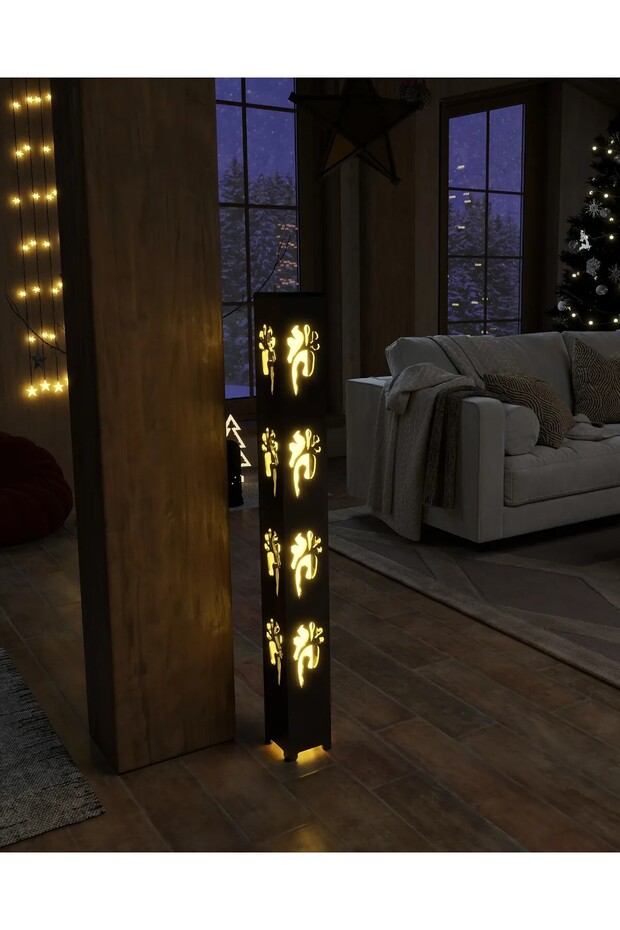 Amber Led Çiçek Desenli Dekoratif Lambader - 2