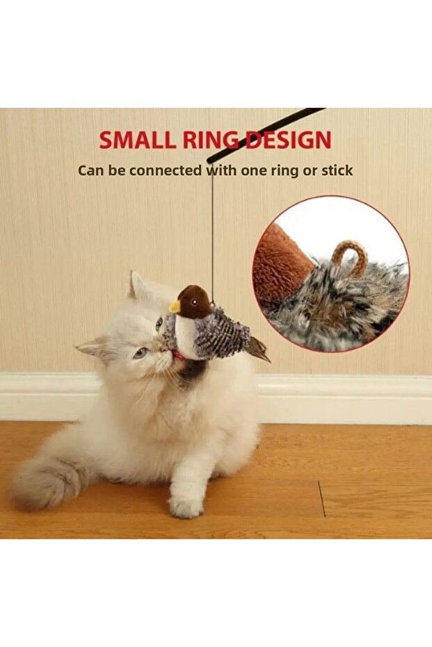 Interactive Cat Toys Flying Bird Cat Toy Flapping Wings Sparrow Catnip Toys Vivid Chirpi]ng Simul... - 7