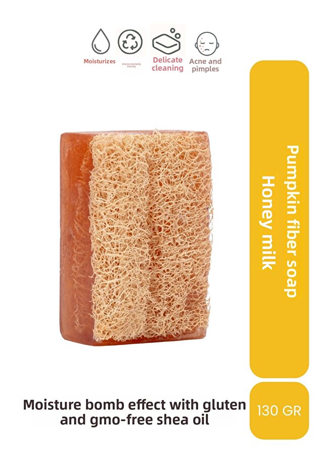 Natural Pumpkin Fiber Honey Milk Soap - Moisture Bomb Enriched with Shea Butter 130 GR