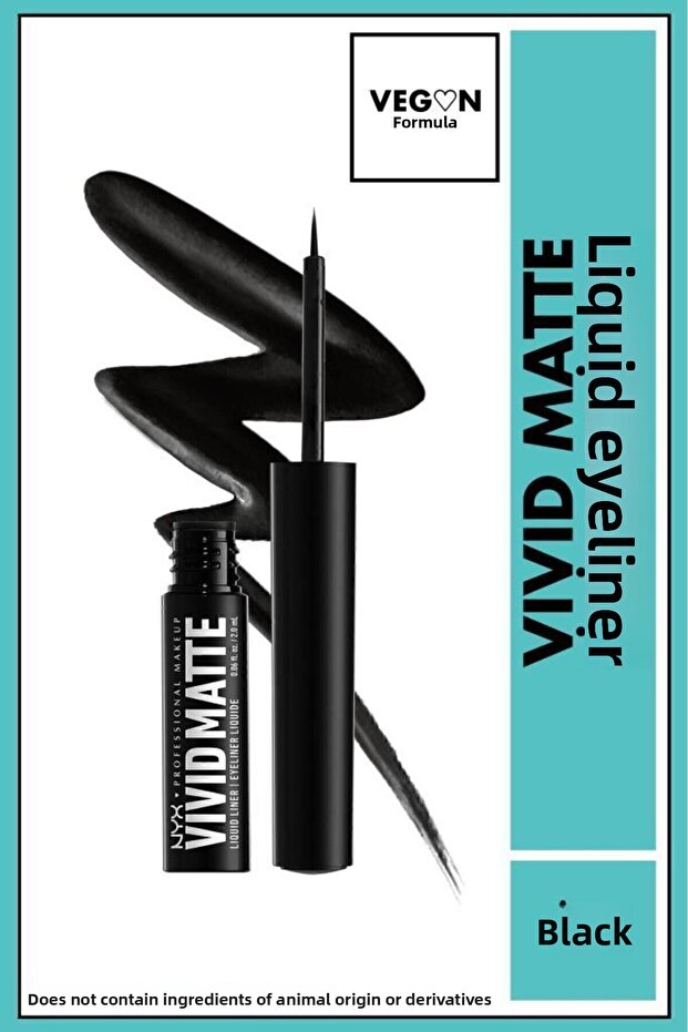 قلم تحديد العيون السائل الأسود اللامع غير اللامع