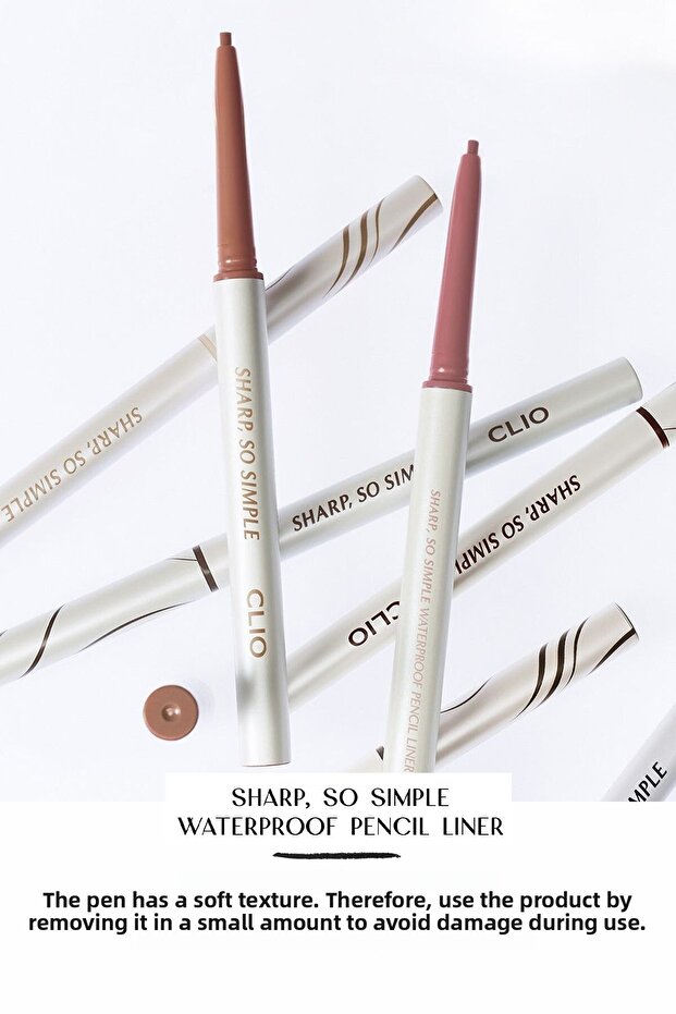 Clio Sharp so Simple Waterproof Fine Point Eye Liner - Waterproof Pencil Liner (004 Dark Brown) - 7