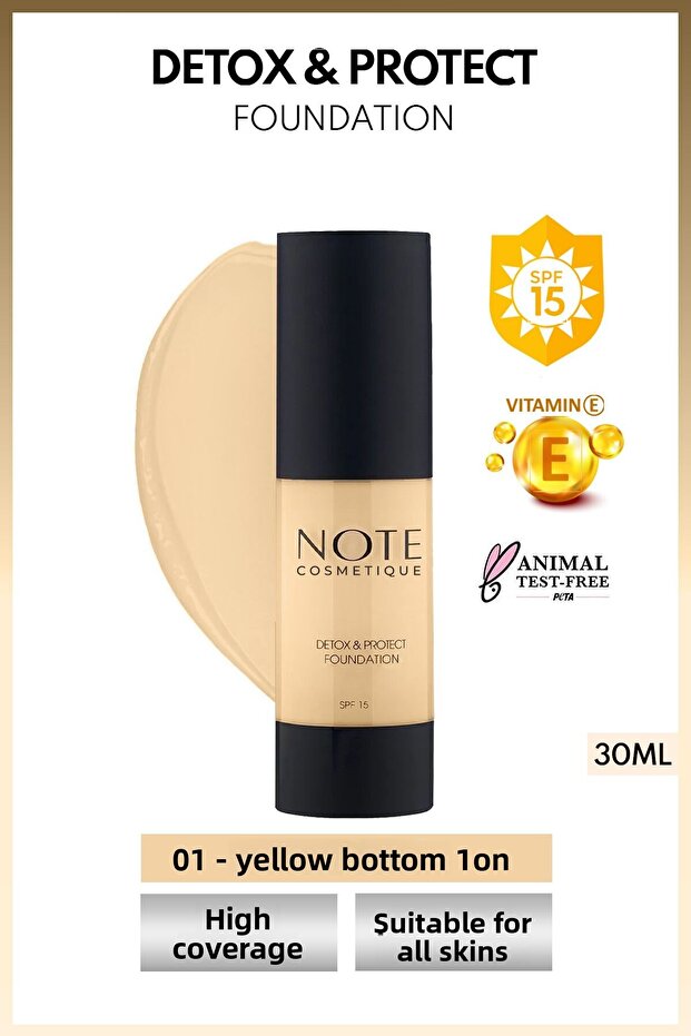 Detox & Protect Foundation Spf 15 Intensive Covering Satin Finished Foundation - 01 Beige - 1