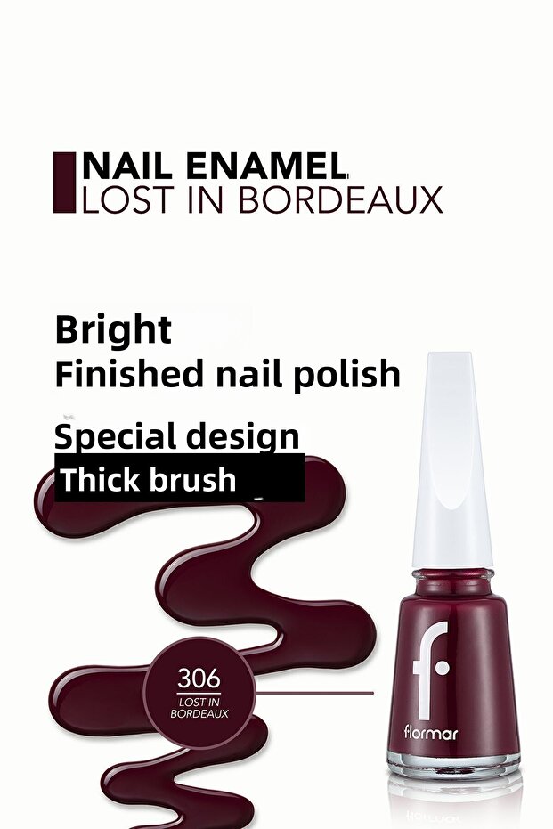 High Pigmented Shiny Nail Polish - Nail Enamel -306 Lost in Bordeaux New- 8682536035842 - 5
