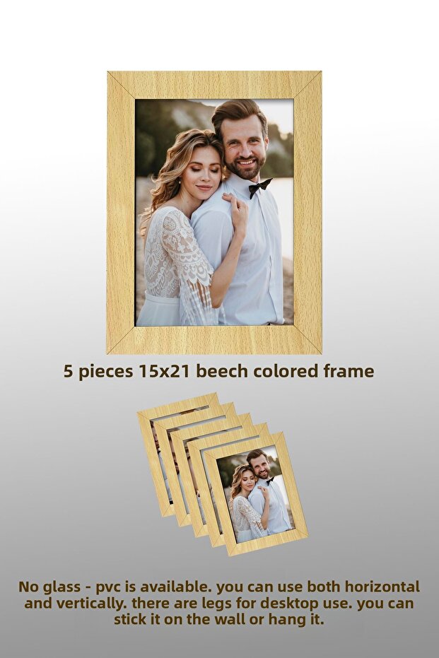 5 قطع من خشب الزان بإطار MDF مقاس 15x21