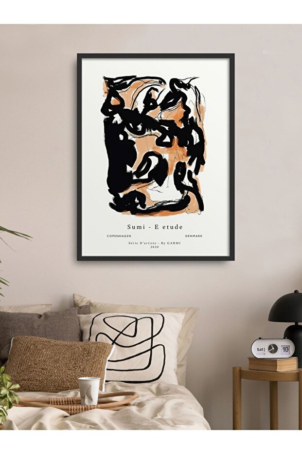 لوحة تقدمية بإطار فردي مقاس 30 × 40 سم 40 × 60 سم إطار خشبي أبيض وأسود Tk/028