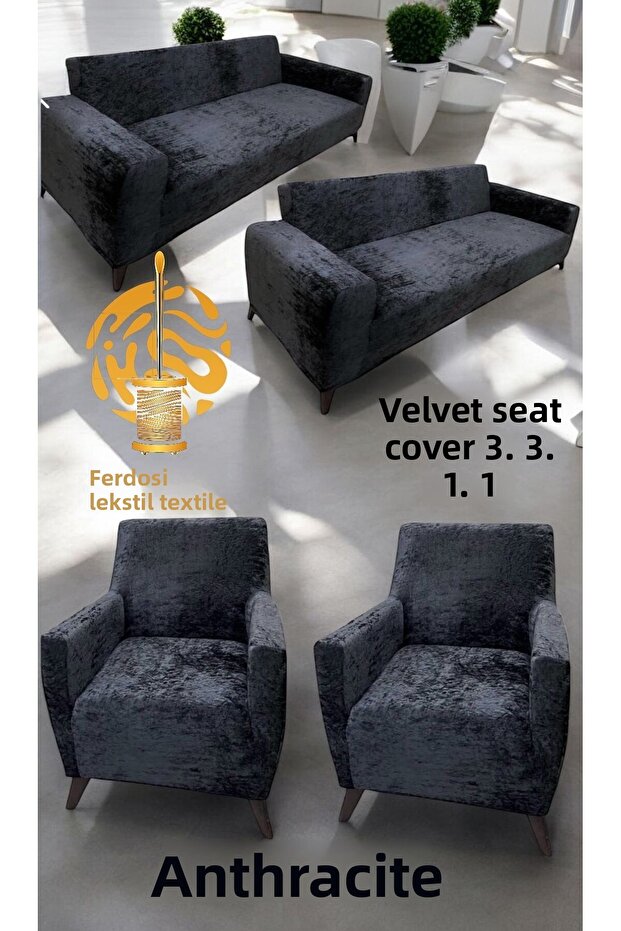 Soft Washable Feather Stain Resistant Elastic Velvet Sofa Cover Sofa Cover Set Set of 43,3,1,1