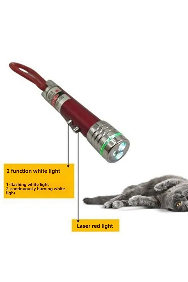 3 Function Red White Led Lighted Cat Dog Laser Toy |   Laser Keychain Cat Exercise - 3