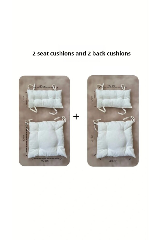 Chair Cushion and Back Cushion 2 Pairs (with Laces) - 1
