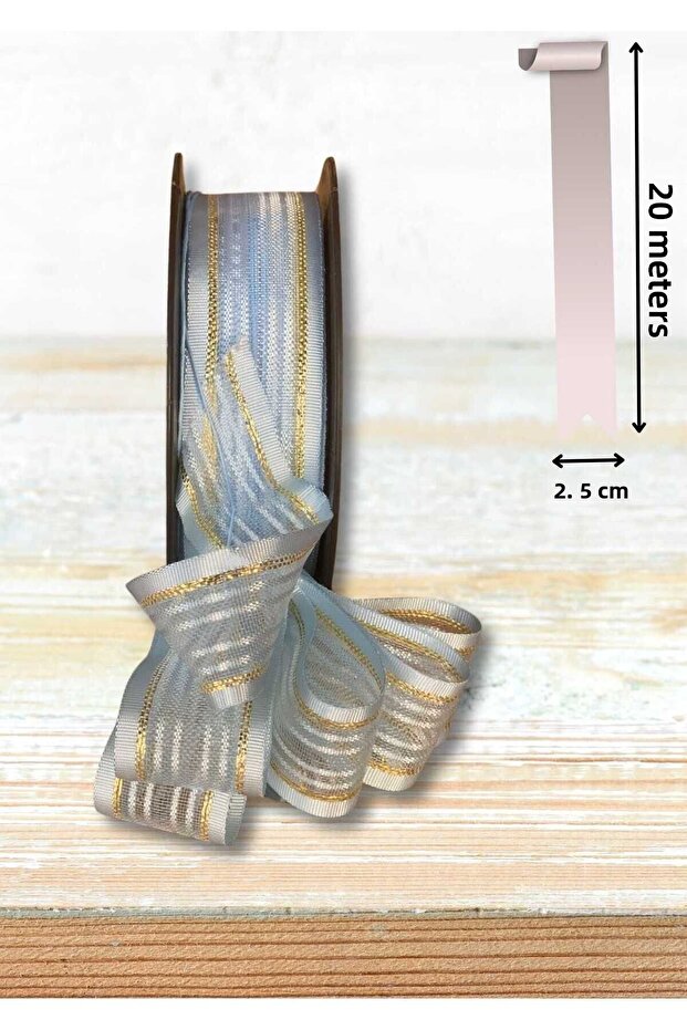 Pull Ribbon Blue 2.5 cm X 20 m Handcrafted Gift Packaging Henna Bridal Dowry Bundle Decoration Bow