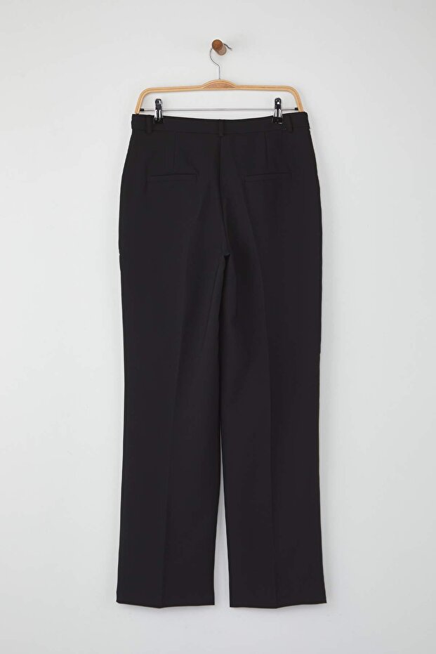 Wardrobe Essentials Siyah İçten Bel Ayarlamalı Wide Leg/Geniş Paça Bootcut Pantolon | TWOAW26PL00028 - 7