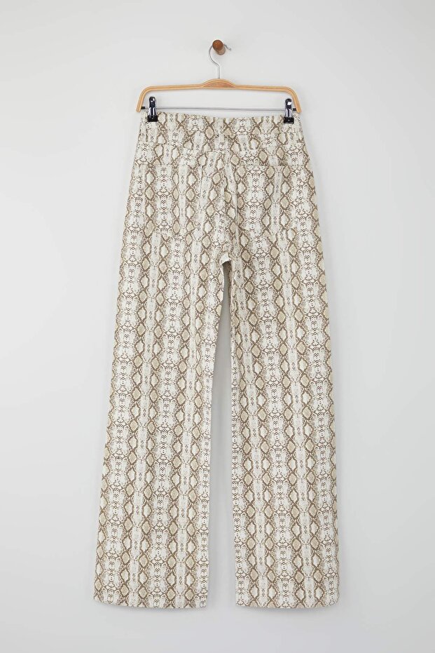 Çok Renkli Animal Yılan Desenli Yüksek Bel Wide Leg Jeans TWOAW26JE00136 - 6