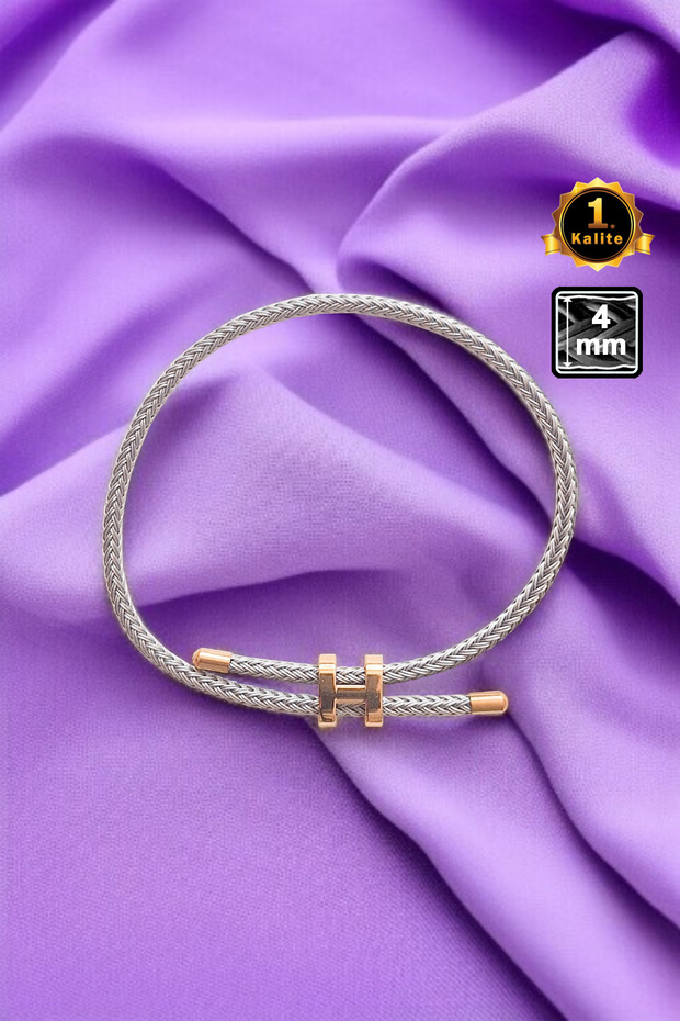 Mesh Coated Steel Bracelet - Gray Gold