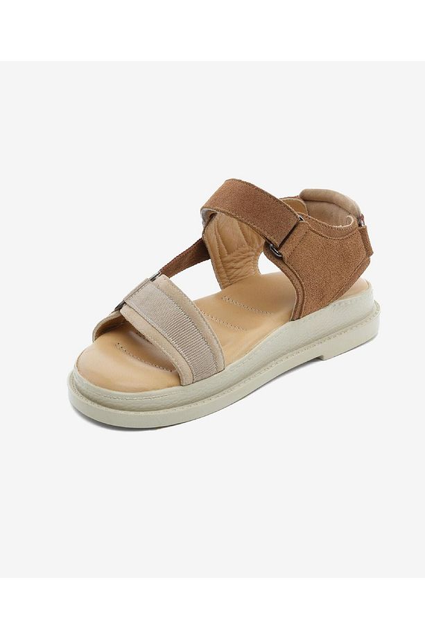 Kadın Bej Taba Süet Hakiki Deri Sandalet 5Y2TS57808 - 3