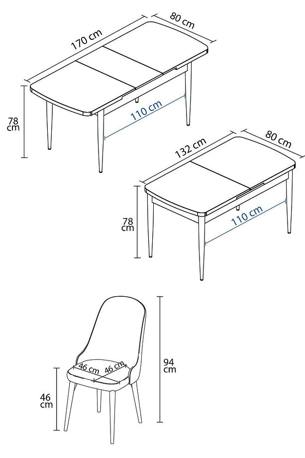 Ikon Meşe Desen 80x132 Mdf Açılabilir Yemek Masası Takımı 4 Adet Sandalye - 5