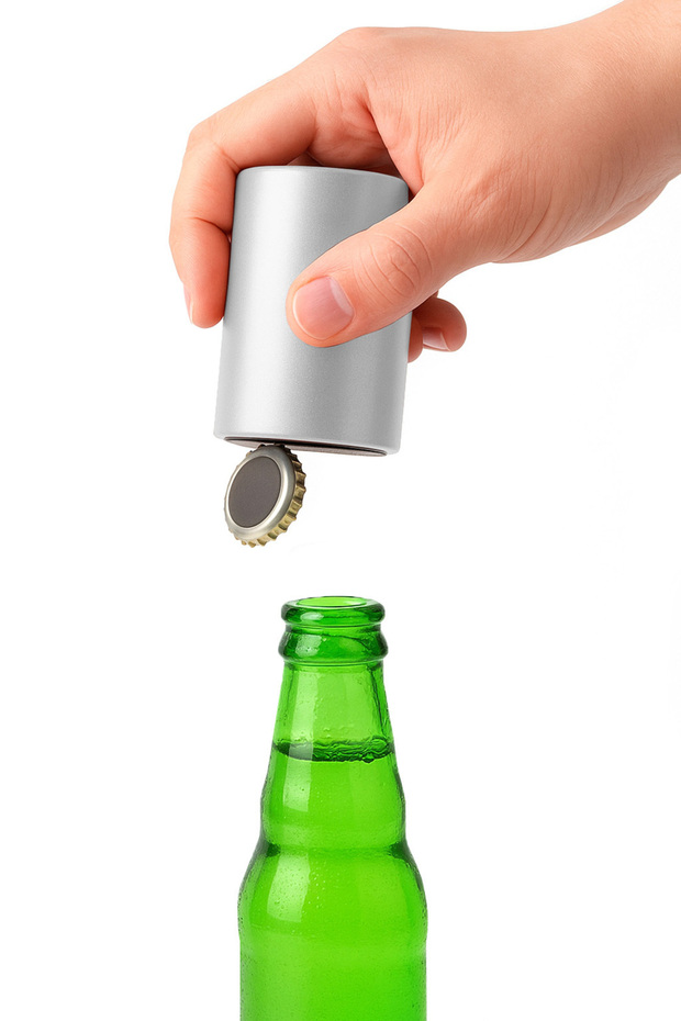 فتاحة زجاجات أوتوماتيكية مغناطيسية باللون الرمادي - 1