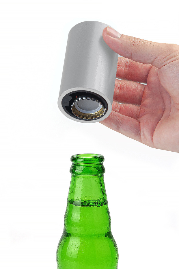 فتاحة زجاجات أوتوماتيكية مغناطيسية باللون الرمادي - 2