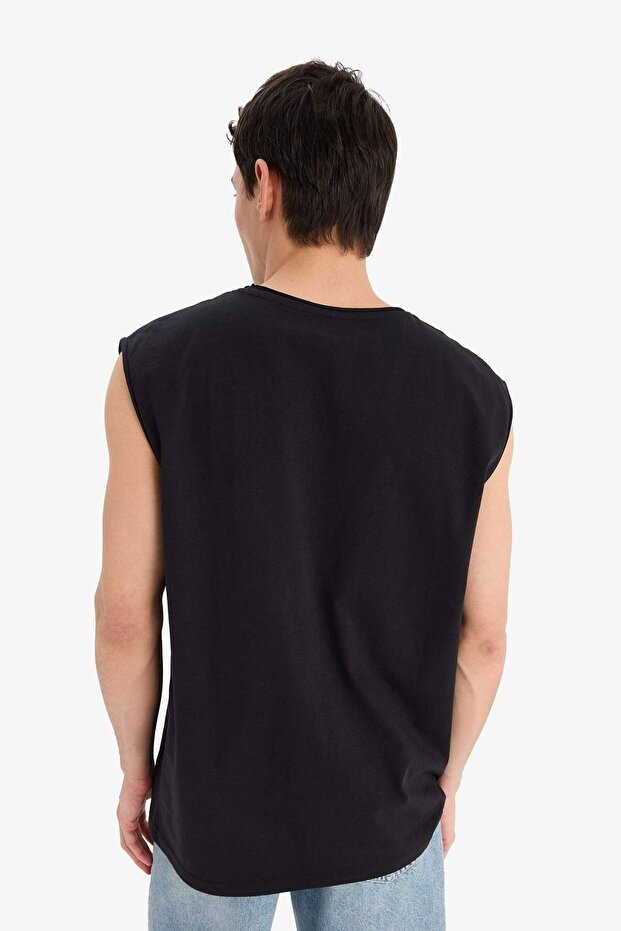 %100 Pamuk Boxy Fit Bisiklet Yaka Basic Düz Atlet C7205AX24HS - 6