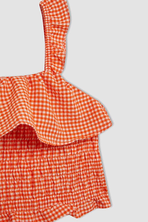 Karierte Trägerbluse Mädchen C2300A824SM - 2