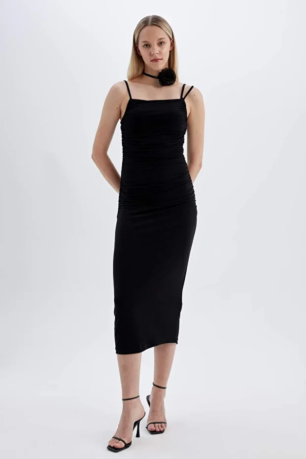 Bodycon Askılı Midi Elbise C8948AX24SM - 3