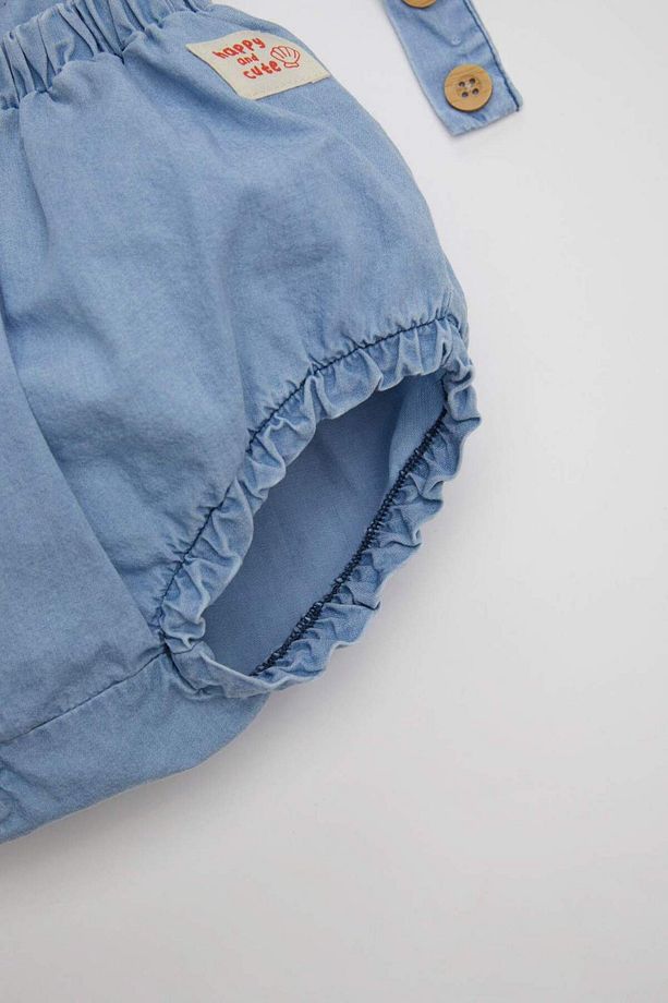 Kız Bebek 2li Takım Kısa Kollu Tişört Üst Yumuşak Nakışlı Jean Tulum D0790A524HS - 4