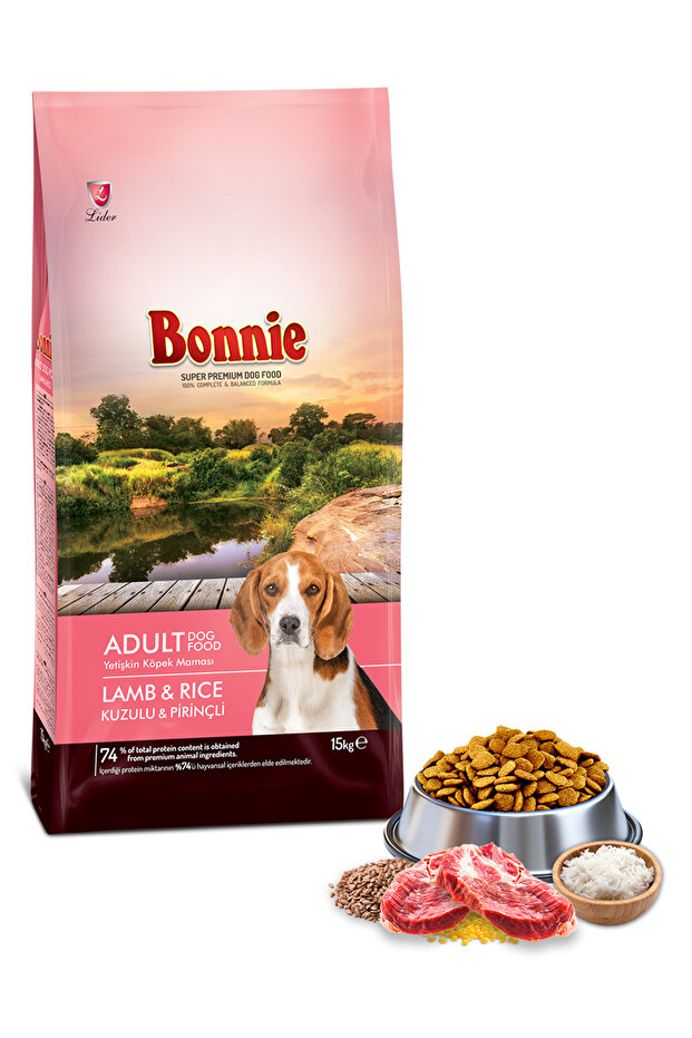 Bonnie Kuzu Etli Ve Pirinçli Yetişkin Köpek Maması 15 Kg