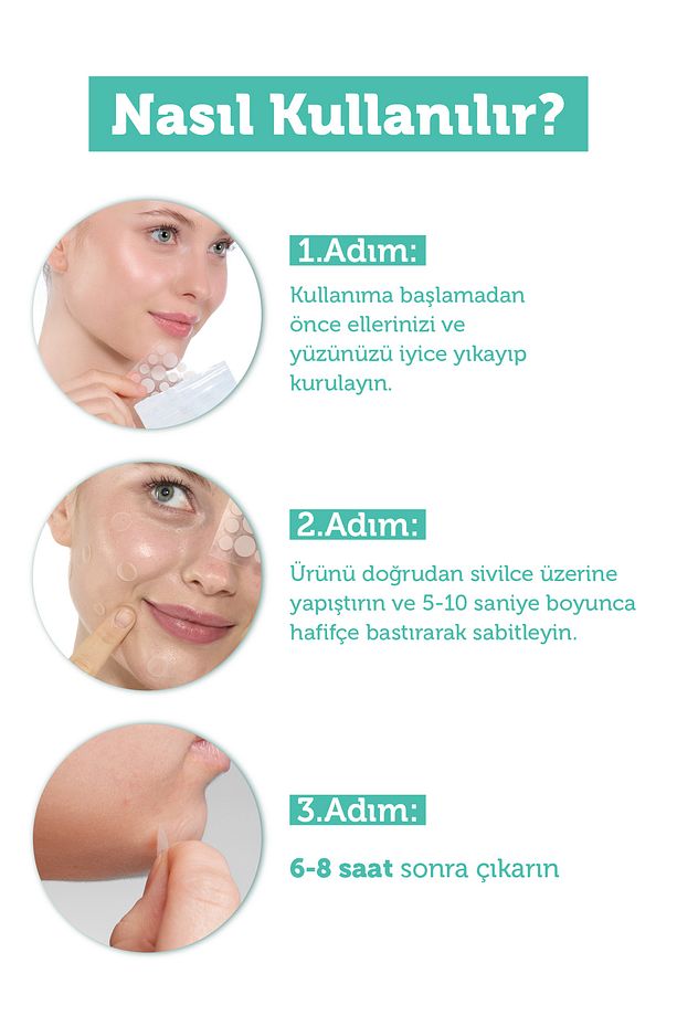 Hidrokolloid Akne ve Sivilce Karşıtı & Yatıştırıcı Bant 36'lı Patch - 5