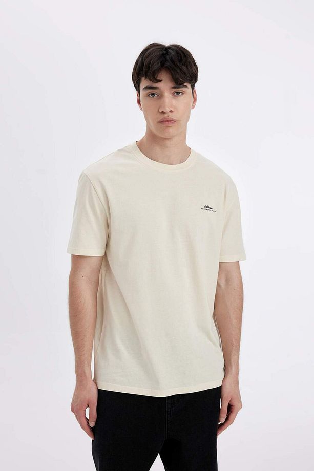 %100 Pamuk Regular Fit Bisiklet Yaka Sırt Baskılı Kısa Kollu Tişört C6241AX24HS - 3