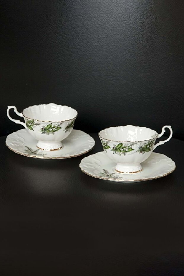 Green Flower Two Person Tea Cup Set