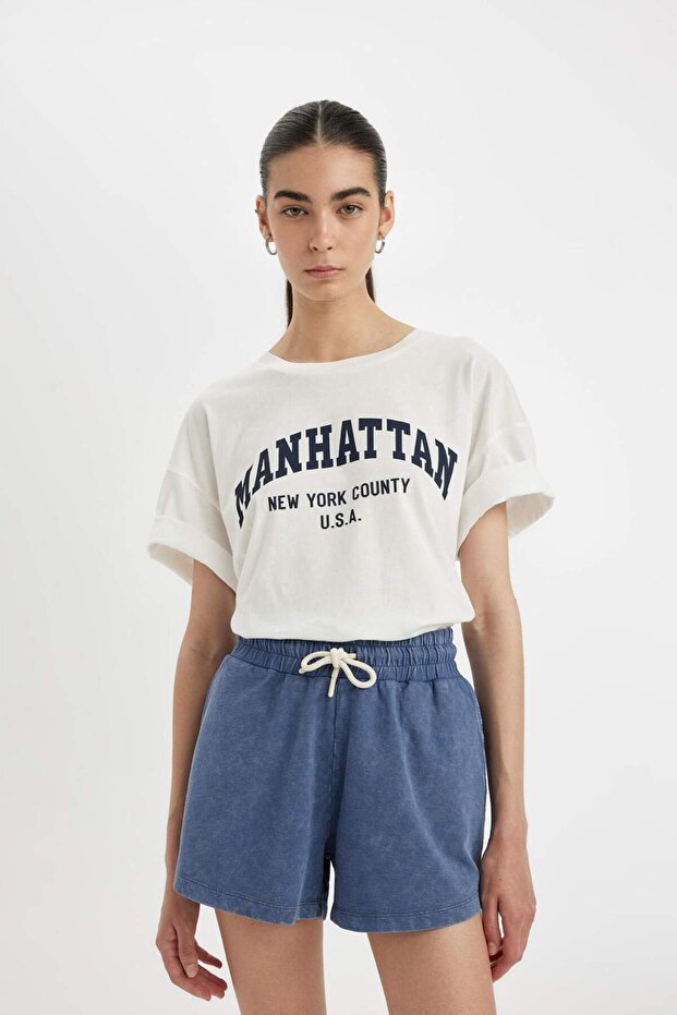 Relax Fit Beli Bağcıklı Basic Düz Şort D0615AX24SM - 3