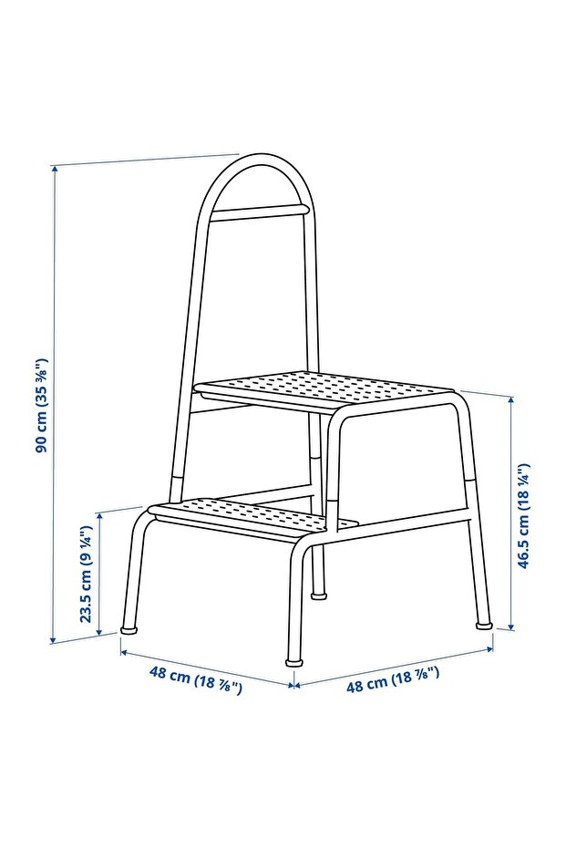 tırabzanlı basamaklı tabure, antrasit, 2 basamaklı - 5