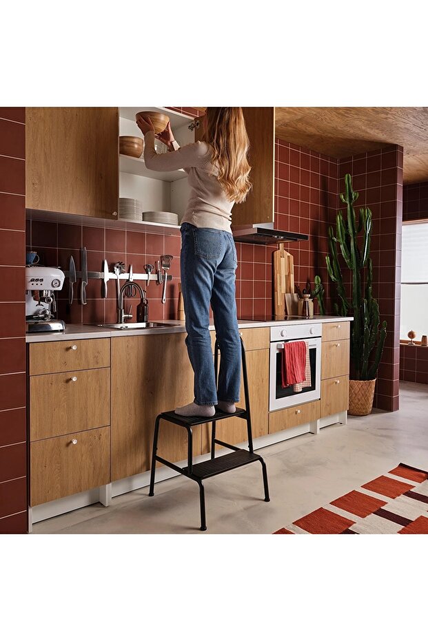 tırabzanlı basamaklı tabure, antrasit, 2 basamaklı - 3