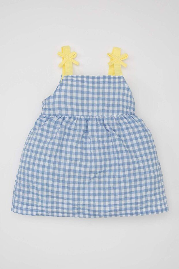 Kız Bebek Kareli Kolsuz Krinkıl Elbise D0603A524SM - 1