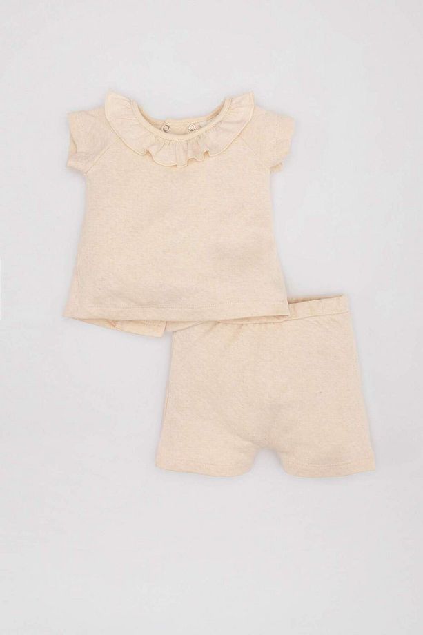 Kız Bebek 2li Takım Kısa Kollu Fırfırlı Yaka Bluz Şort C5085A524SM - 5