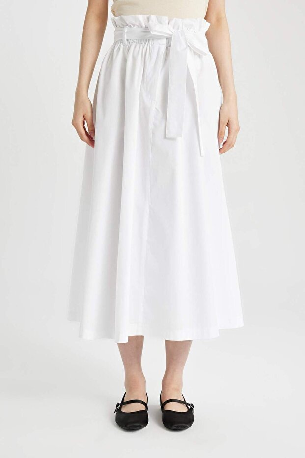 A Kesim Normal Bel Poplin Midi Etek C7238AX24SM - 1