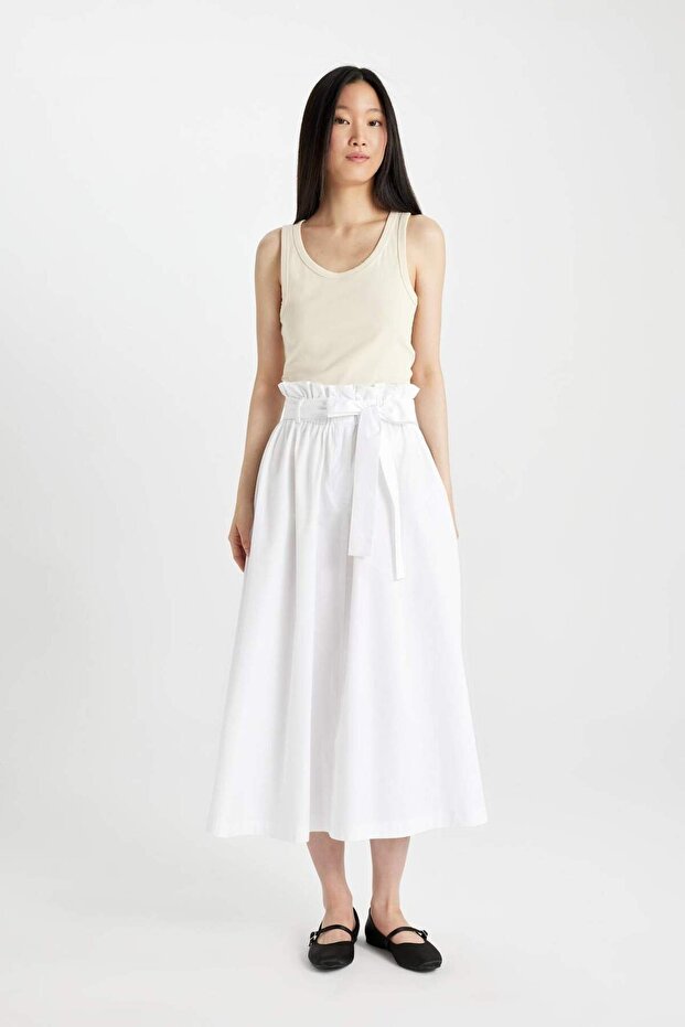A Kesim Normal Bel Poplin Midi Etek C7238AX24SM - 3