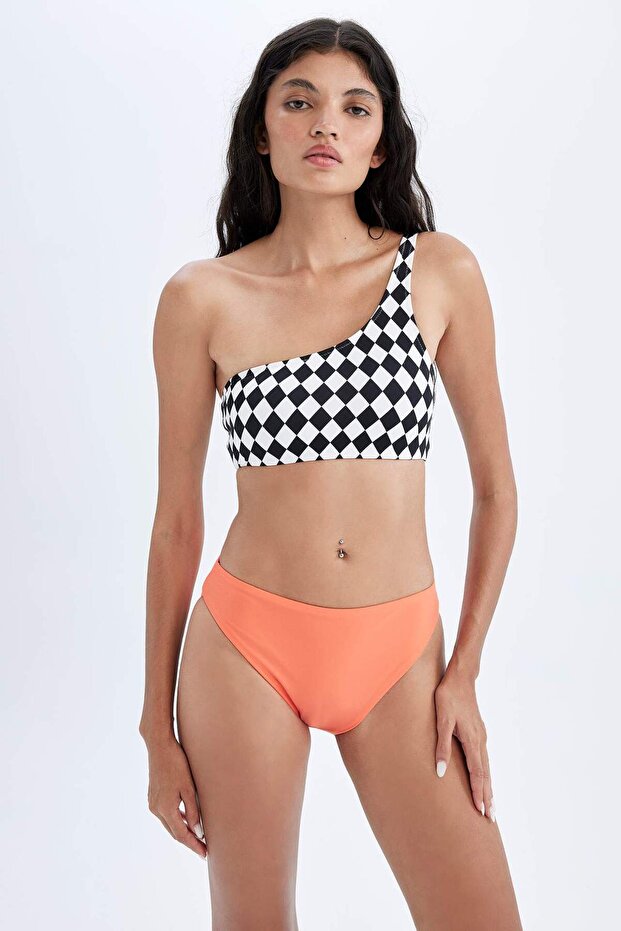 DeFactoFit Sporcu Tek Omuz Dama Desenli Bikini Üstü B6339AX24HS - 5