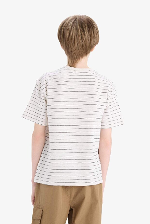 Αγόρια Judge Collar ριγέ κοντομάνικο μπλουζάκι C2602A824SM - 8