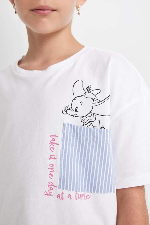 Kız Çocuk Disney Dumbo Pijama Takımı Kısa Kollu Üst Şort C8518A824SM - 4