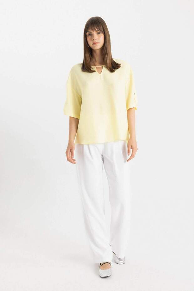 Regular Fit Yuvarlak Yaka Kısa Kollu Bluz C9606AX24SM - 6