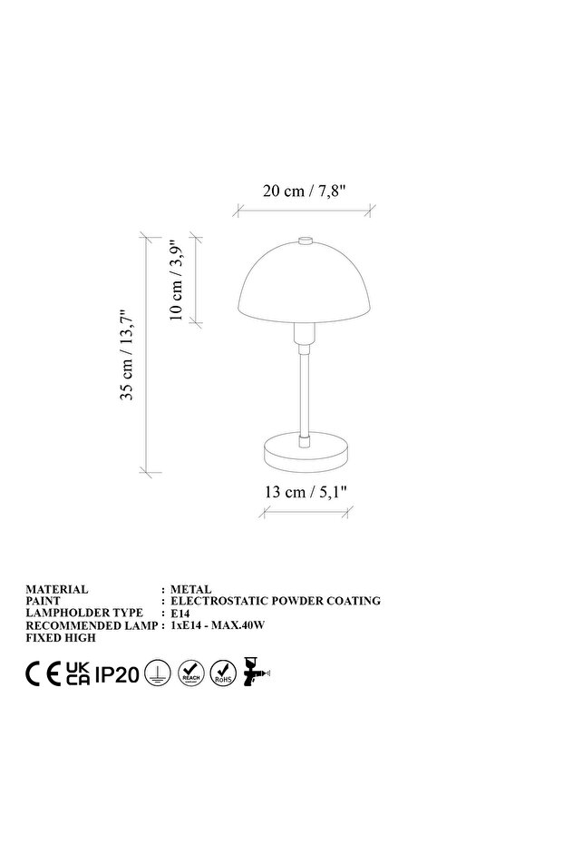 Penumbra Masa Lambası, Metal Gövde, Kablolu Elektrikli, E14 Duy - 5