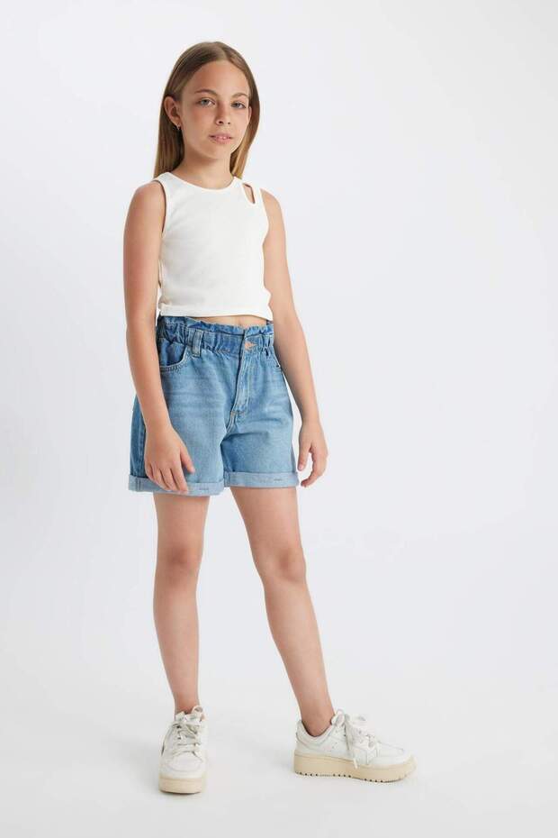 Kız Çocuk Paperbag Jean Şort B8113A824SM - 3