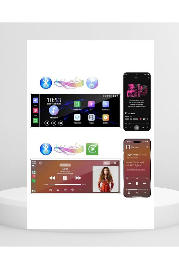 Ekranlı Carplay Apple Android Uyumlu 10.2 inç 4K Görüntü Arka/Ön Görüş Kameralı Araç Ekranı - 4