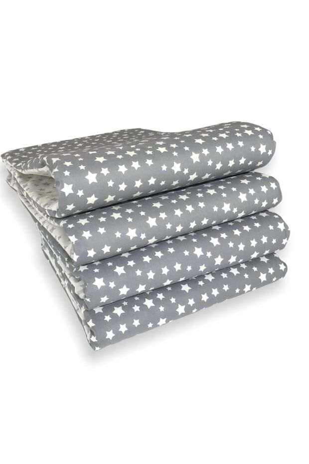 Cotton Baby Crib Edge Protection 60X120 (4 Pieces) Gray White Starry