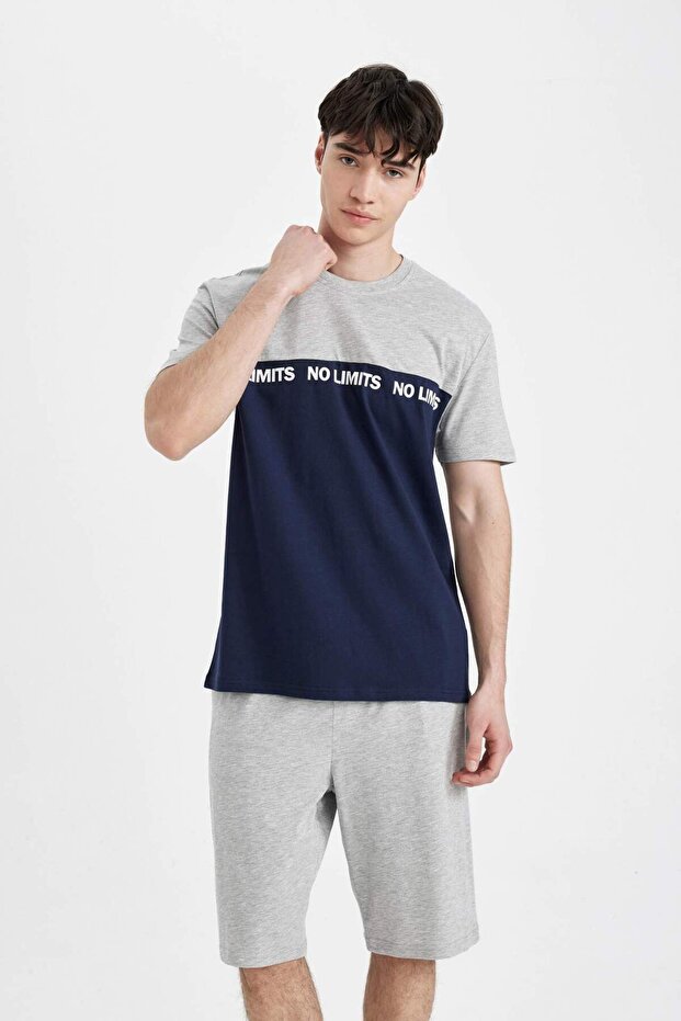 Regular Fit Pijama Takımı Baskılı Kısa Kollu Üst Şort C2879AX24SM - 4