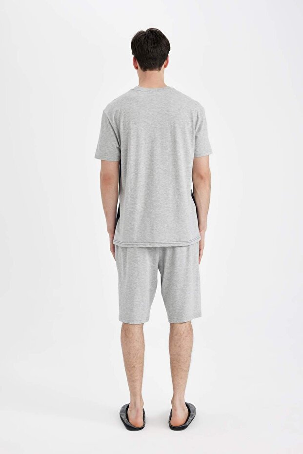 Regular Fit Pijama Takımı Baskılı Kısa Kollu Üst Şort C2879AX24SM - 6