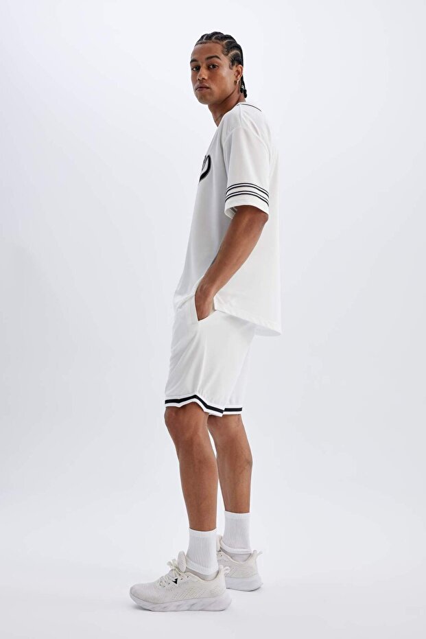 DeFactoFit Standart Fit Baskılı Sporcu Kısa Paça Ağır Kumaş Şort C1839AX24SM - 3