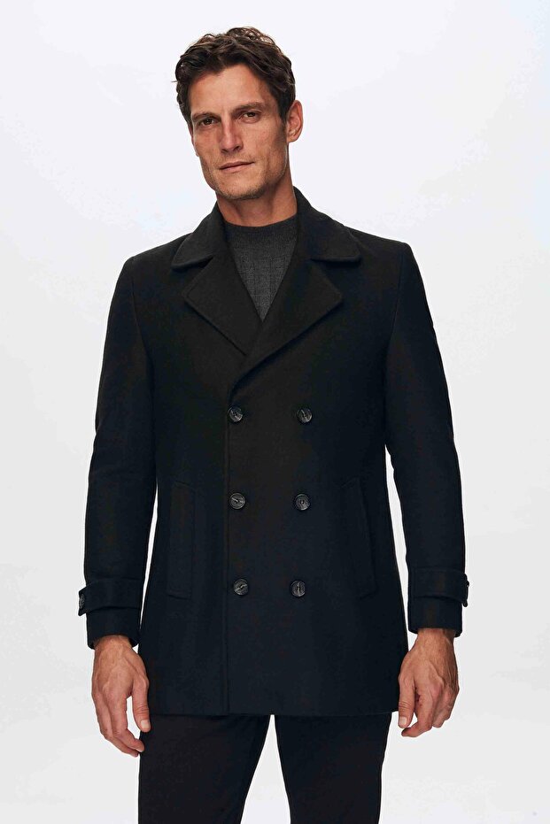 Regular Fit Siyah Palto - 1