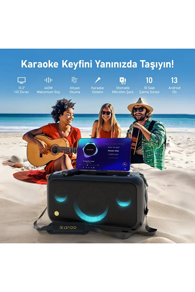 Partybox Break X1 460w Karaoke Bluetooth Hoparlör Seti, Dahili 13.3" Tablet, 2 Adet Mikrofon - 7