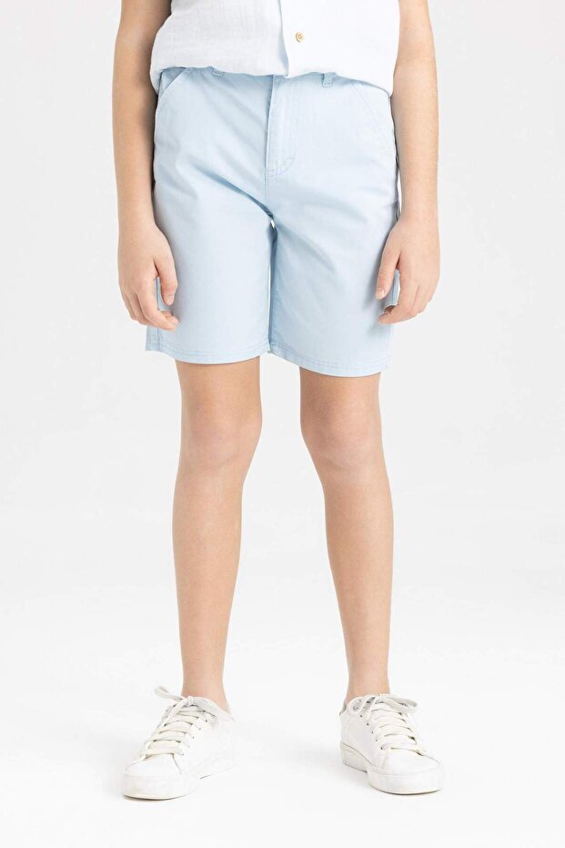 Erkek Çocuk Cepli Basic Düz Gabardin Şort C2955A824SM - 4