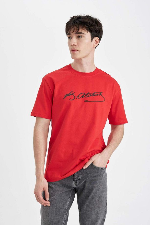 Regular Fit Bisiklet Yaka Atatürk Baskılı Kısa Kollu Tişört C5826AX24HS - 7